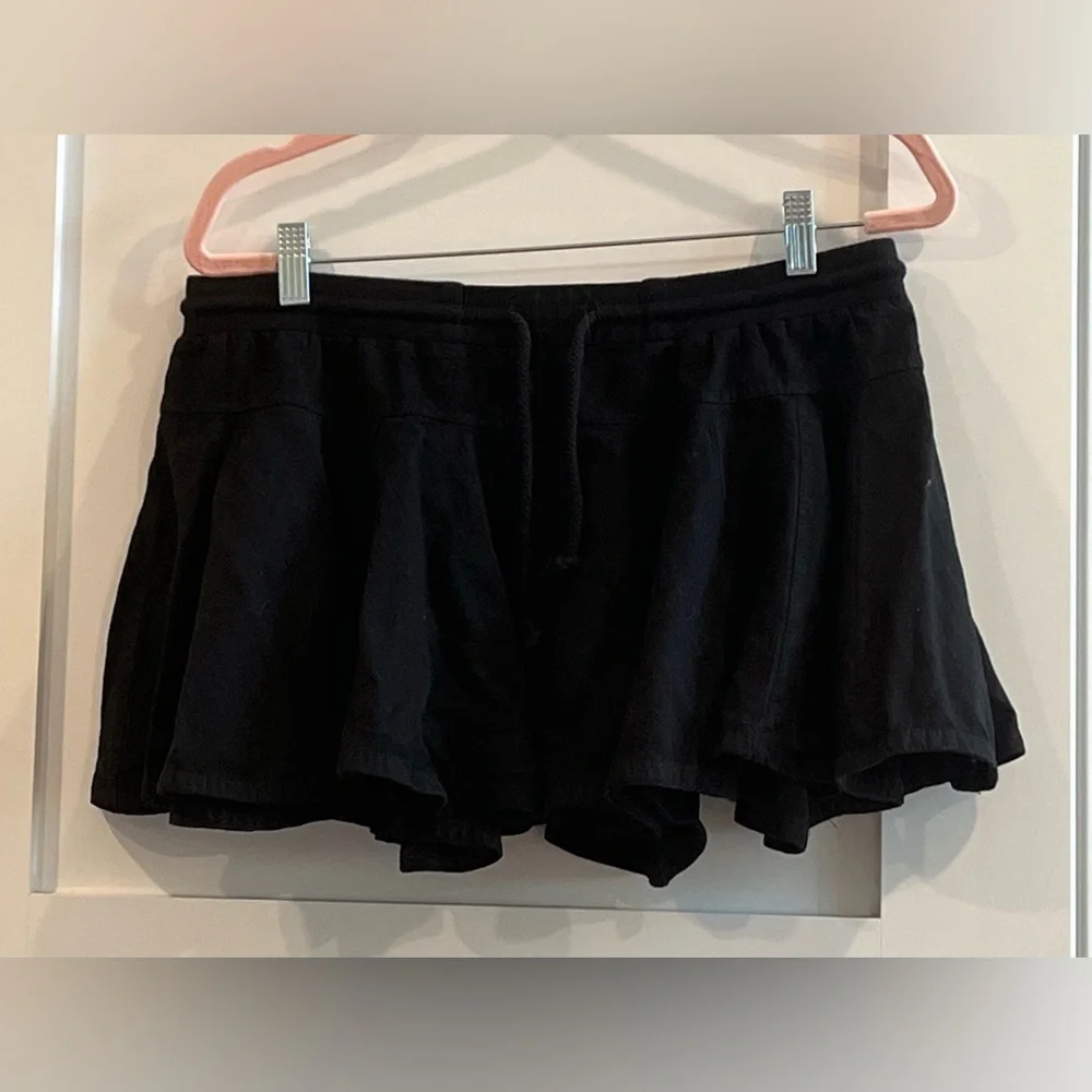 NWOT Daily Practice X Anthropologie Courtside Drawstring Mini Skirt Black - Sz M